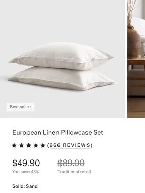 Rothy's European Linen Pillowcase Set - Sand